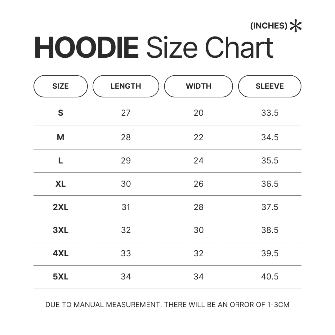 Hoodie Size Chart - Chowder Merch