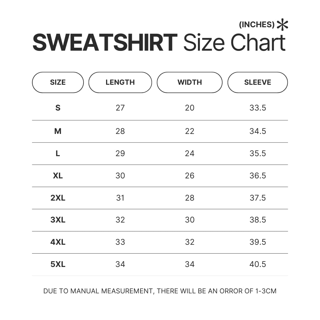 Sweatshirt Size Chart - Chowder Merch