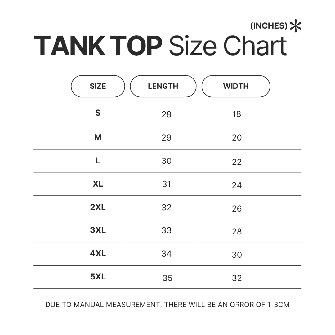 Tank Top Size Chart - Chowder Merch