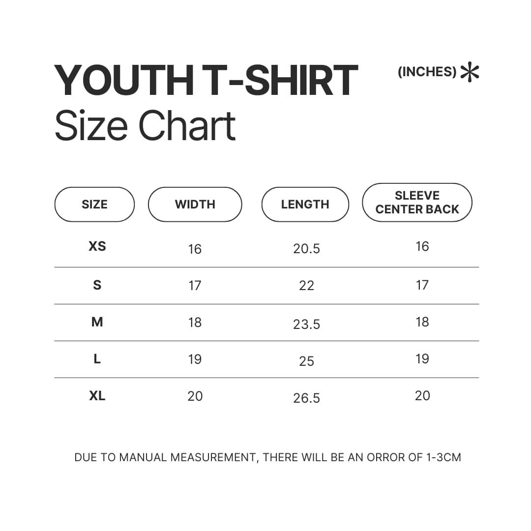 Youth T shirt Size Chart - Chowder Merch